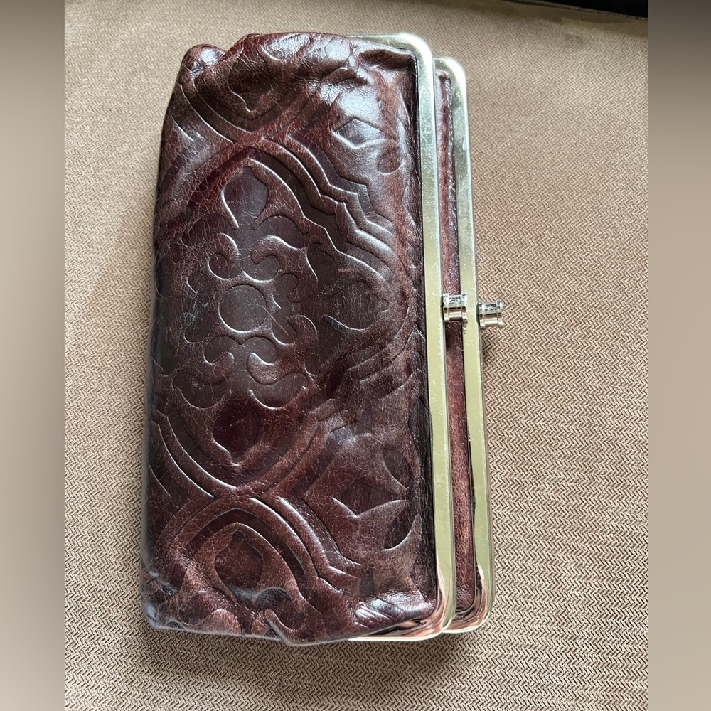 Hobo embossed Brown Leather Clutch Wallet
